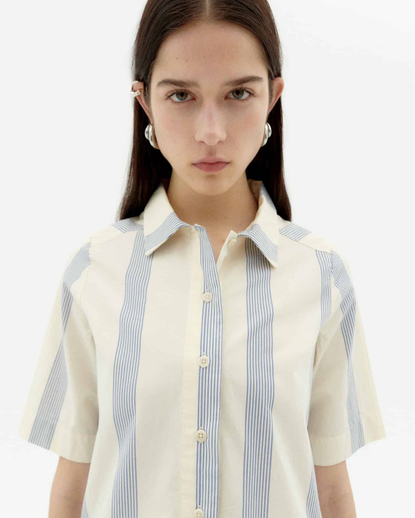 Robe chemise longue en coton biologique | "Persian stripes gianna dress - ecru"