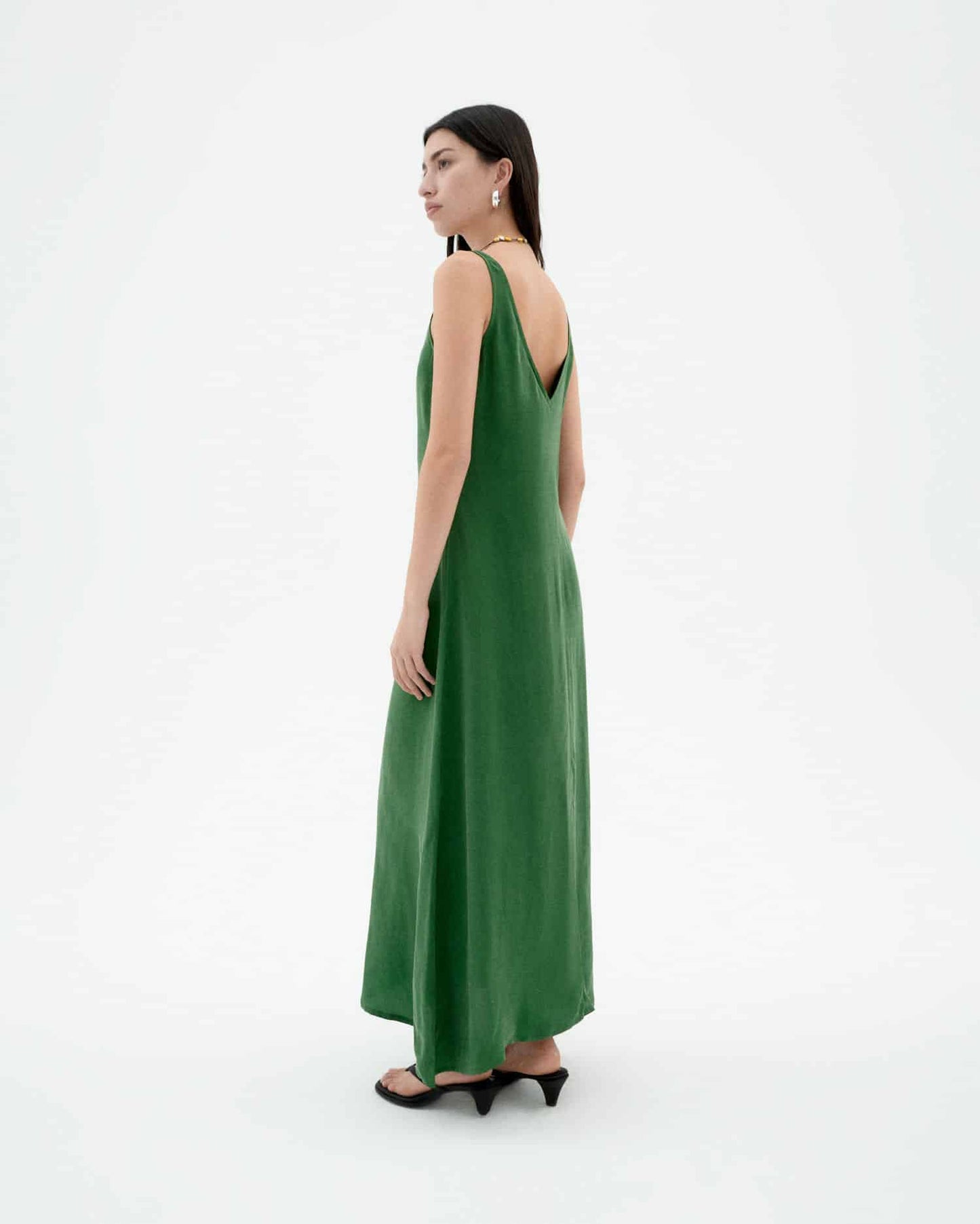 Robe longue en cupro | vert "Dill sade dress - green"