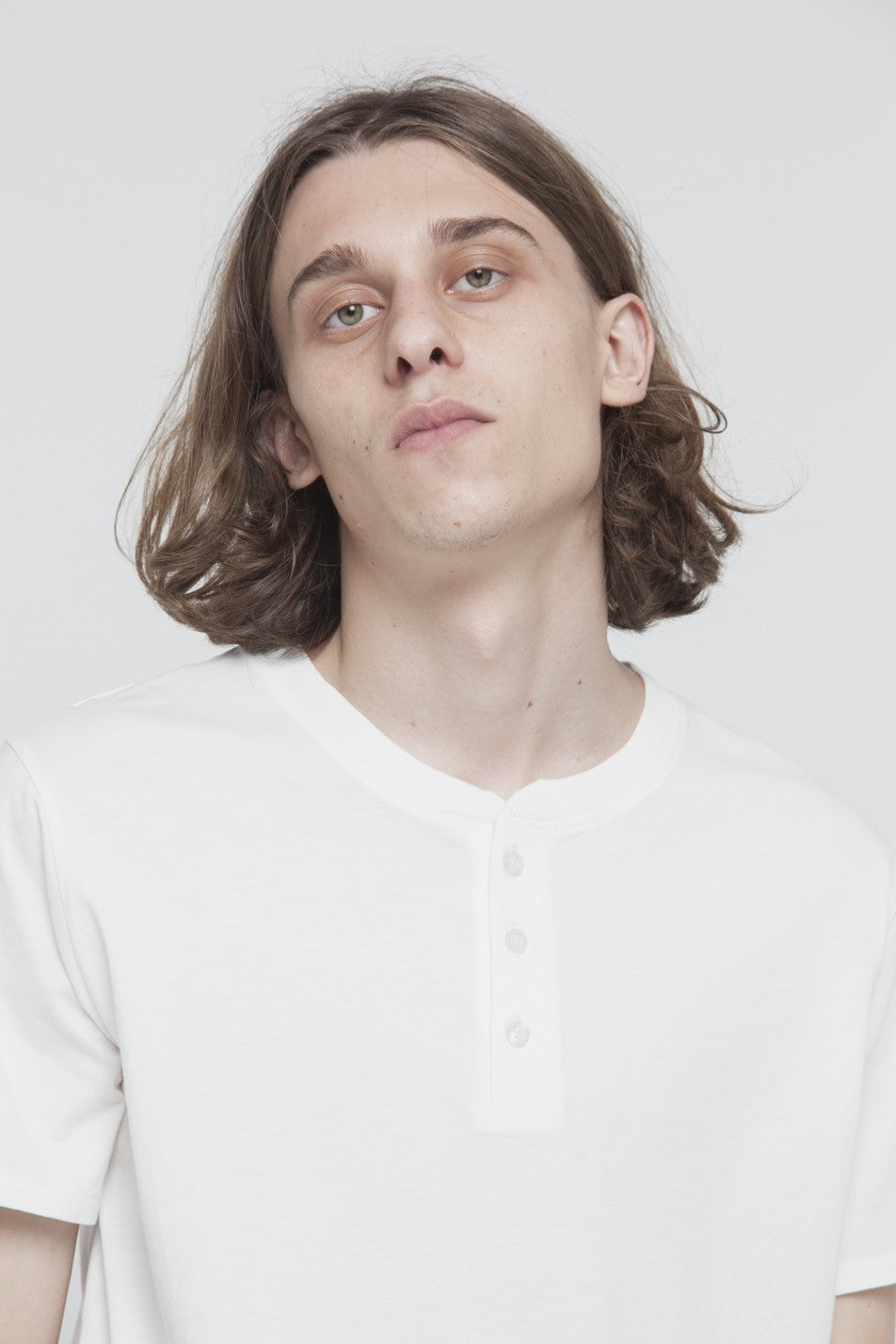 T-shirt avec col boutons blanc en coton bio - brad