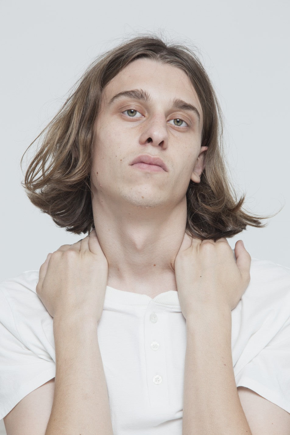 T-shirt avec col boutons blanc en coton bio - brad