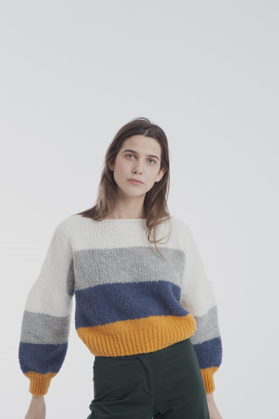 Pull en maille multicolore en laine bio