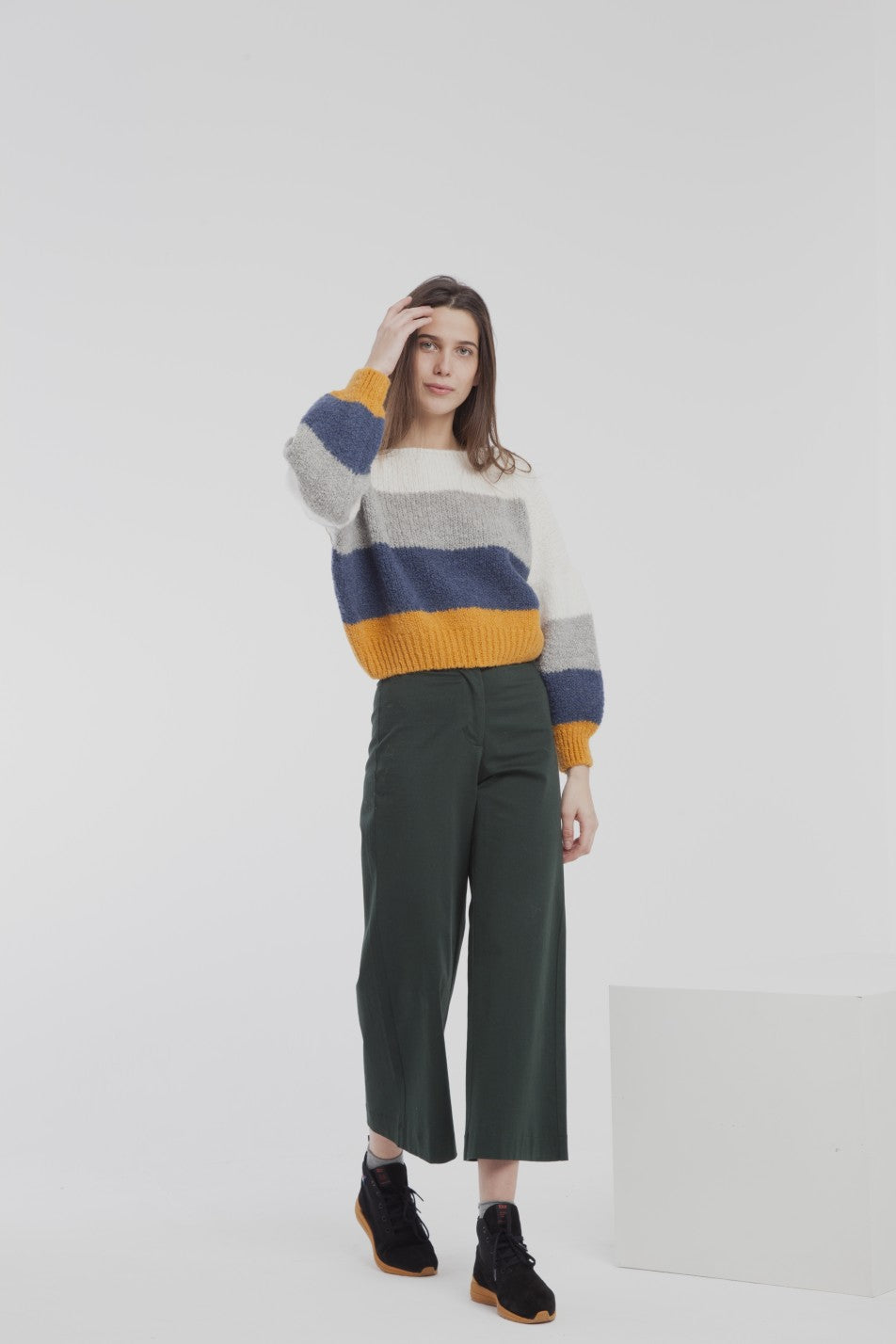 Pull en maille multicolore en laine bio