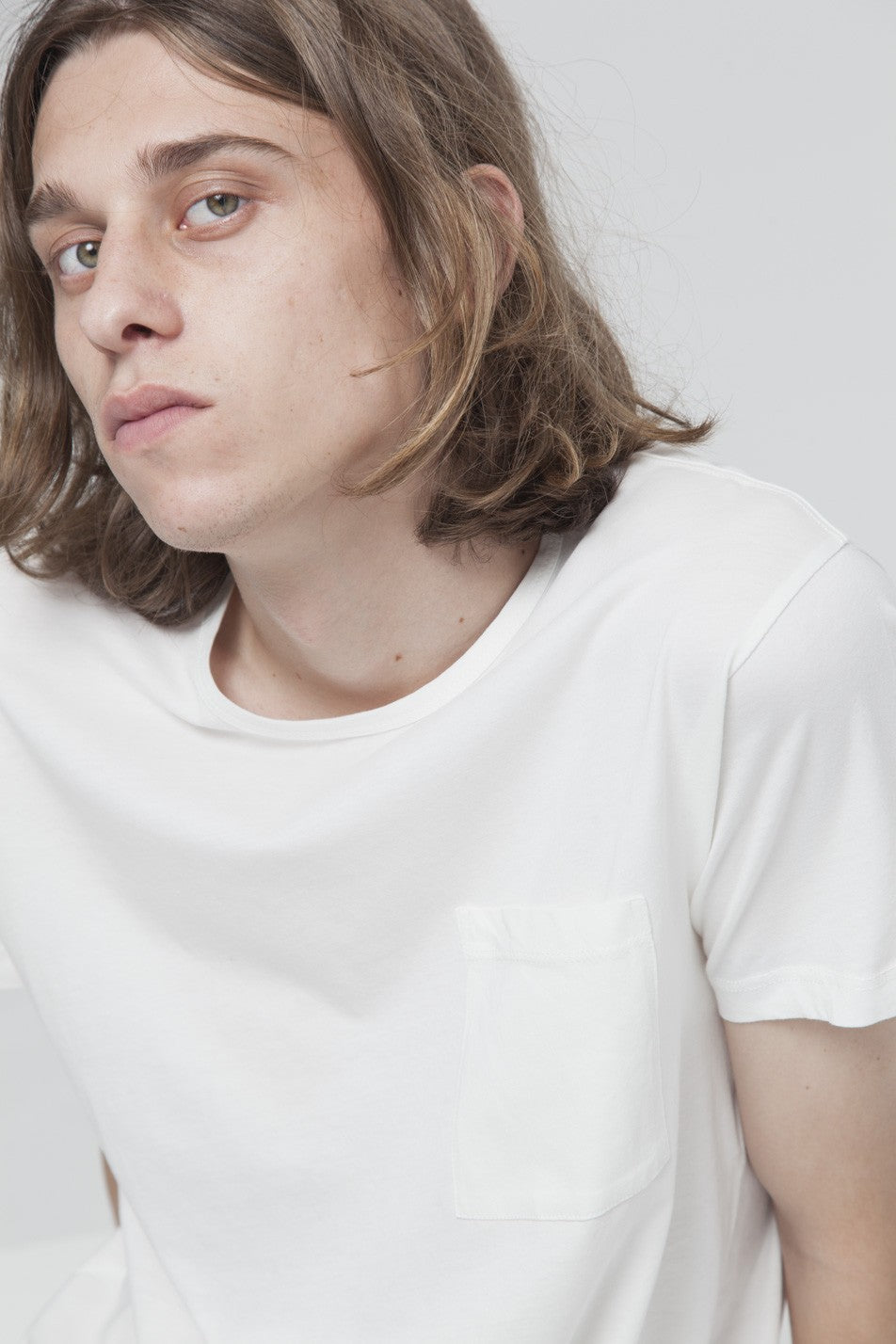 T-shirt uni blanc avec poche en coton bio