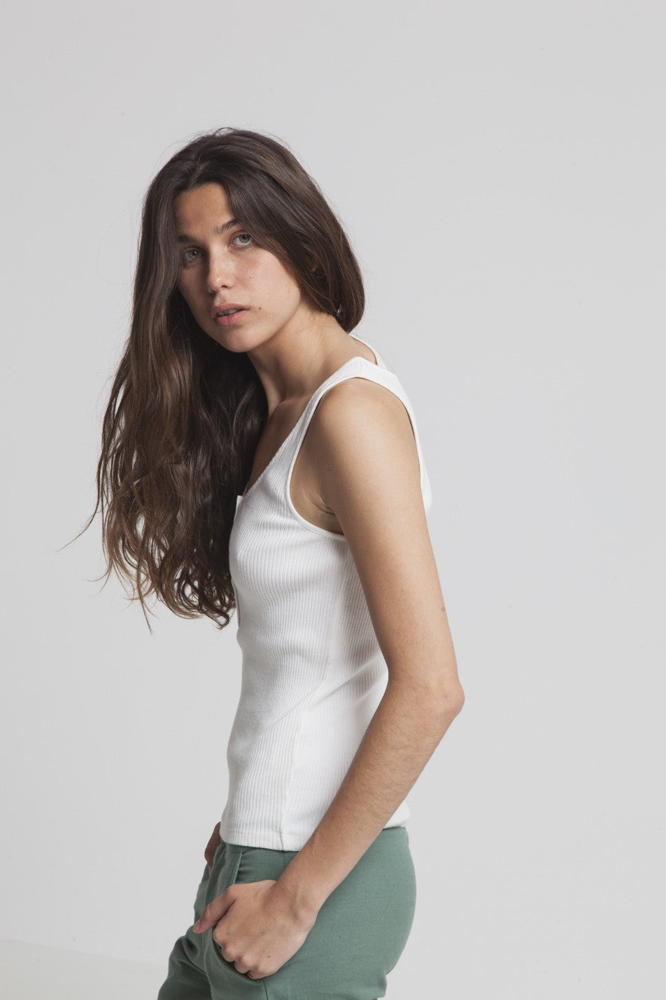 Top avec boutons blanc en coton bio - Heidi