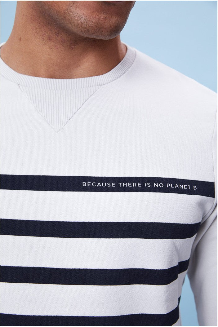 Sweat rayé blanc en coton bio - Sherman