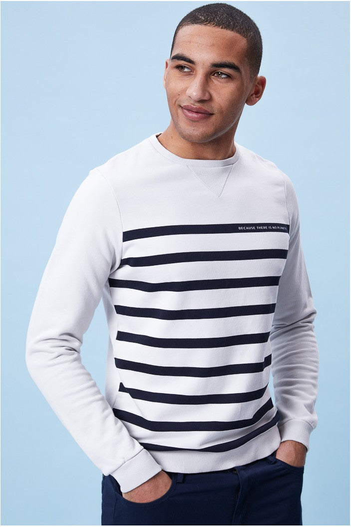 Sweat rayé blanc en coton bio - Sherman