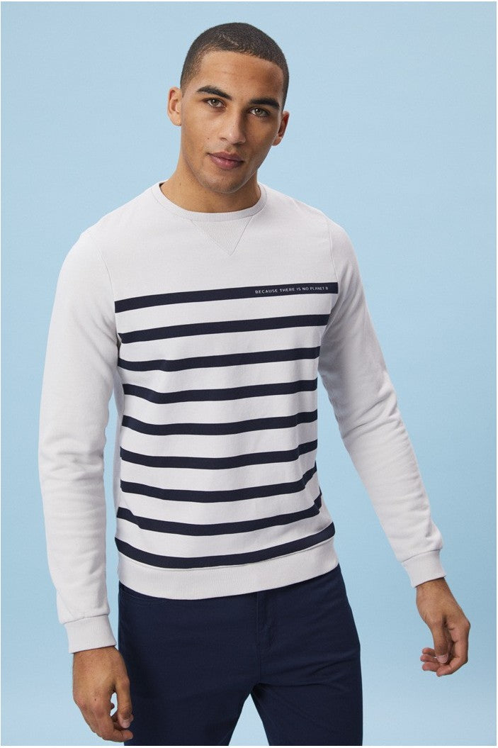 Sweat rayé blanc en coton bio - Sherman