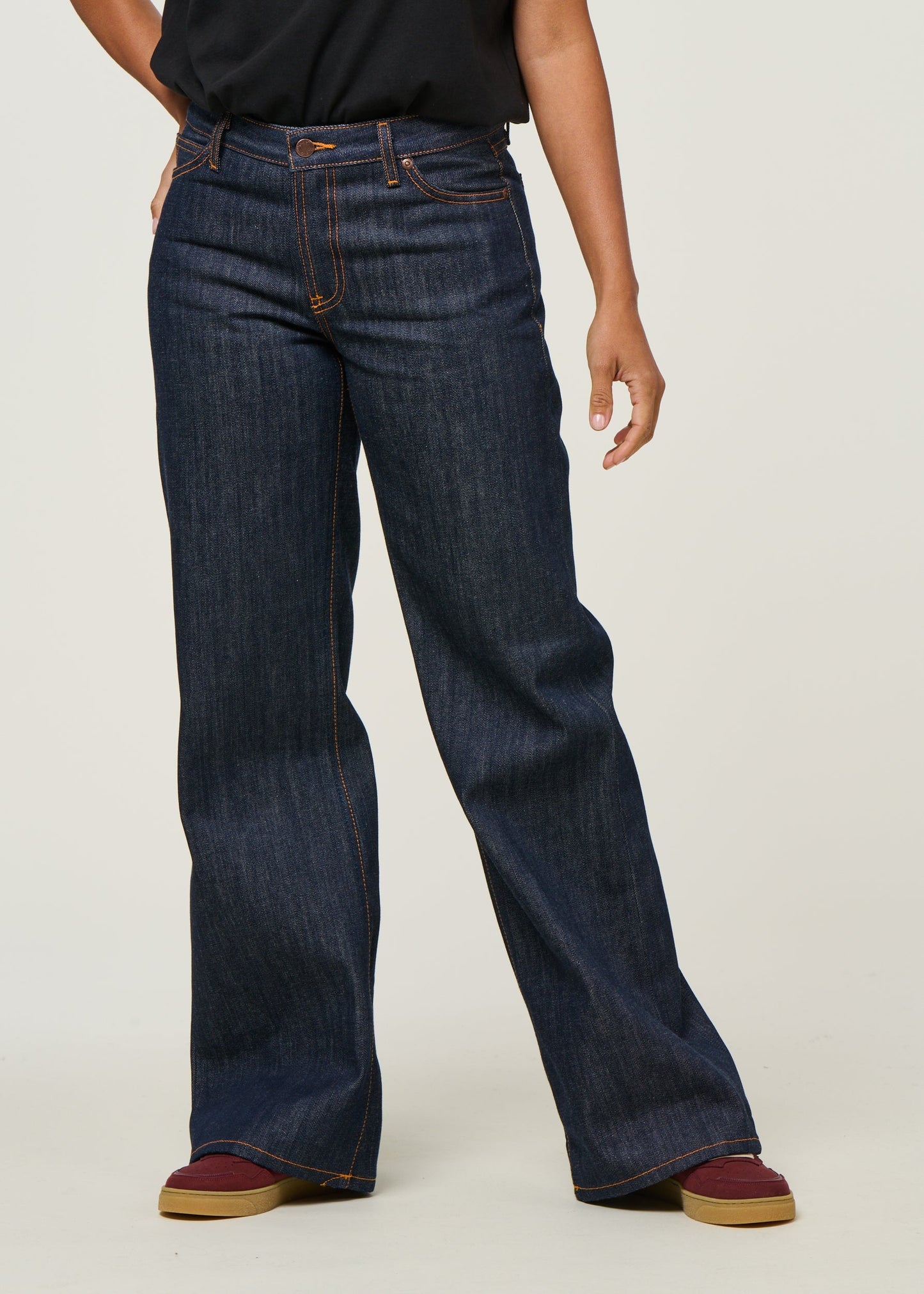Jean taille basse évasé en coton bio | brut 'wide heidi - dry-sunburns'