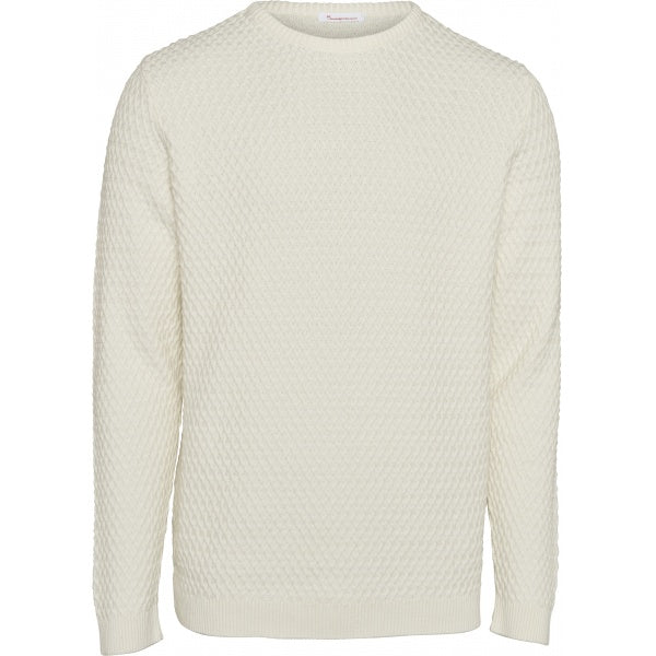 Pull blanc en coton bio - small diamond knit
