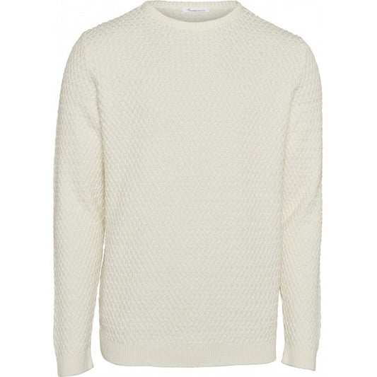 Pull blanc en coton bio - small diamond knit