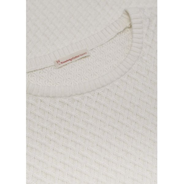 Pull blanc en coton bio - small diamond knit