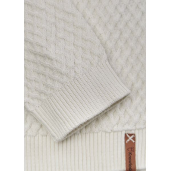 Pull blanc en coton bio - small diamond knit