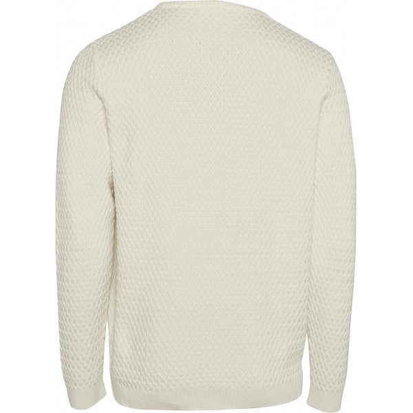 Pull blanc en coton bio - small diamond knit