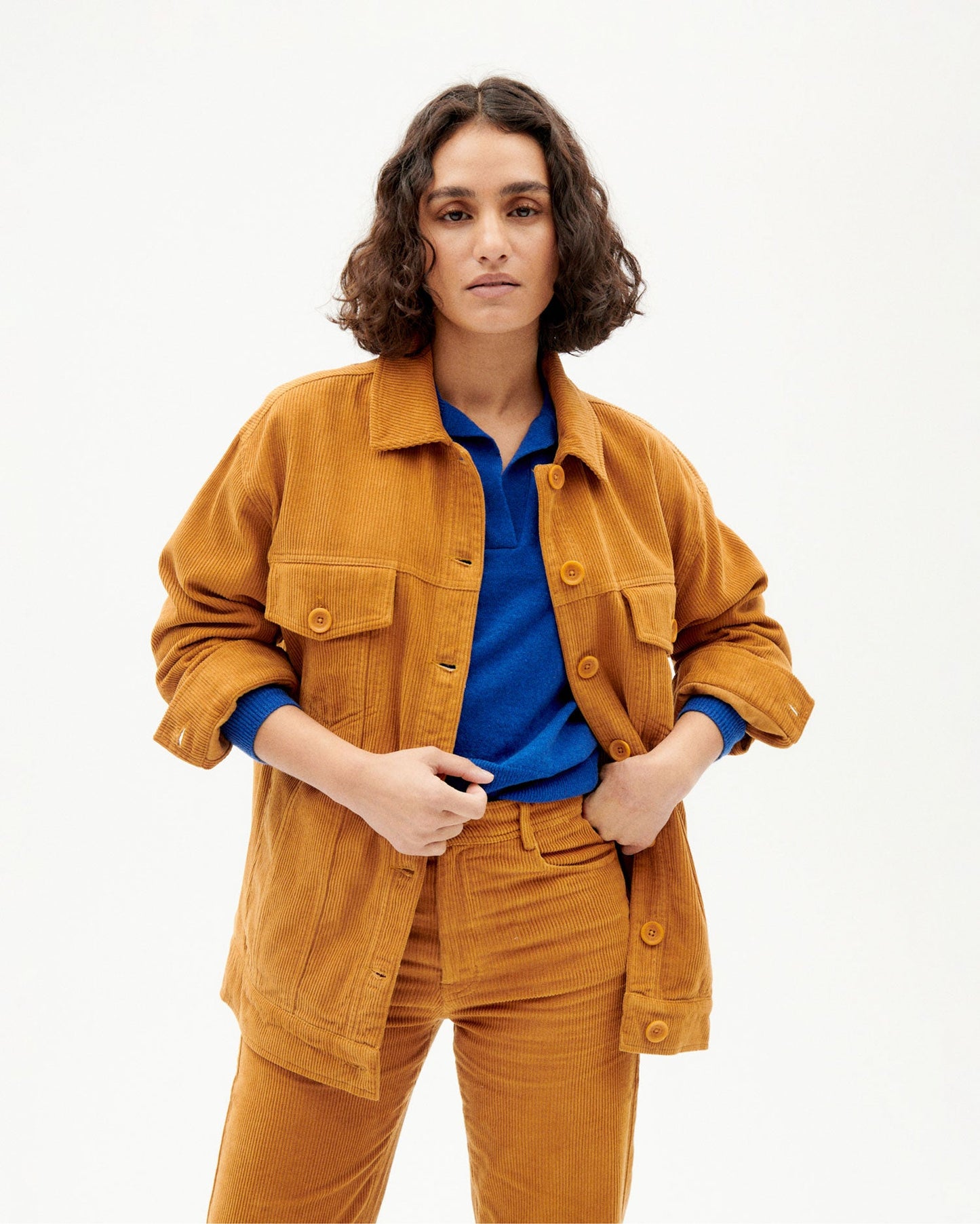 Veste oversize camel velours en coton bio - egypt corduroy phoebe jacket