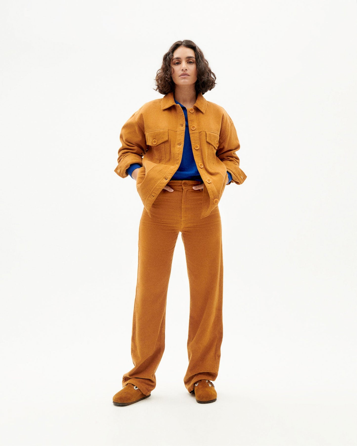Veste oversize camel velours en coton bio - egypt corduroy phoebe jacket