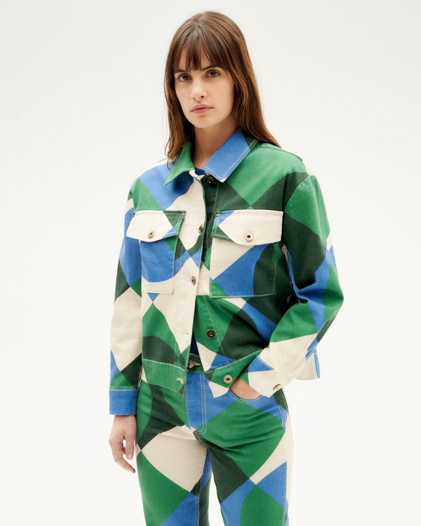 Veste en coton bio | multicolore "tetris frans jacket blue"