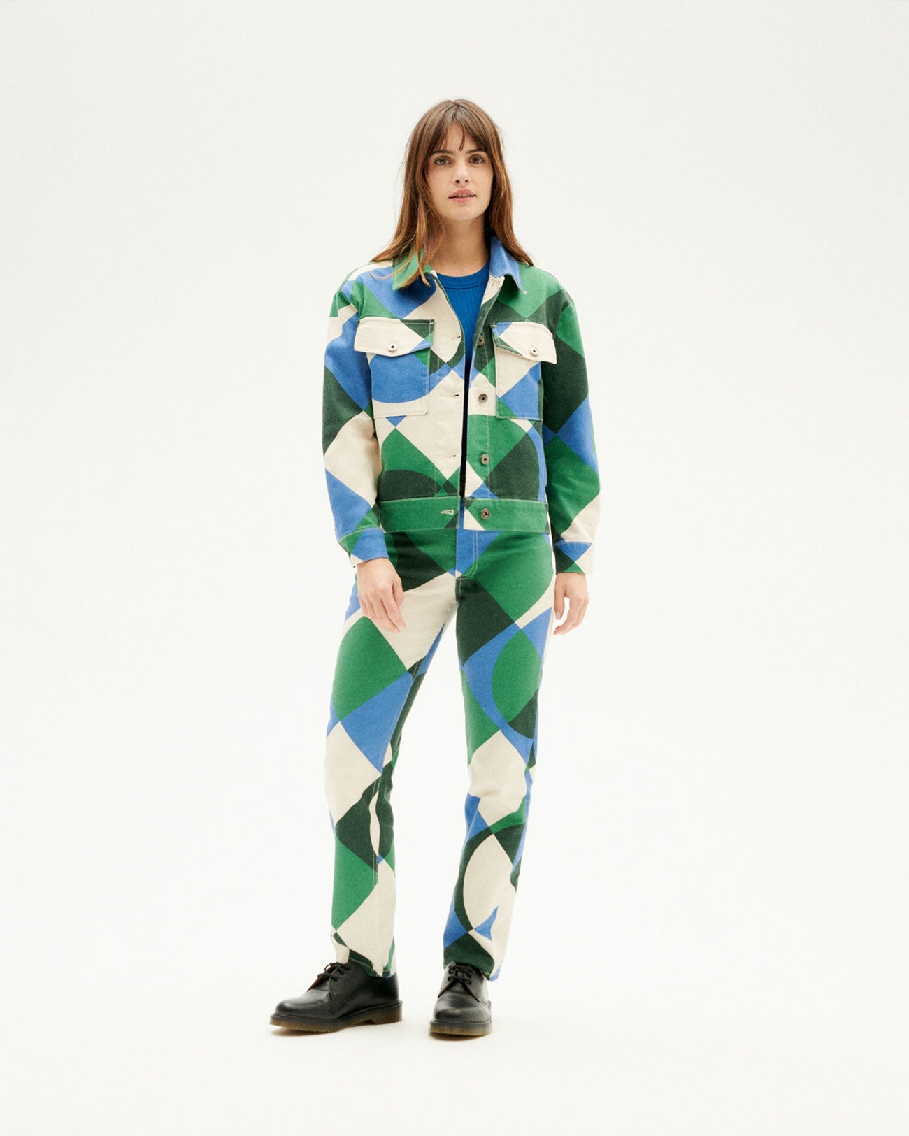 Veste en coton bio | multicolore "tetris frans jacket blue"
