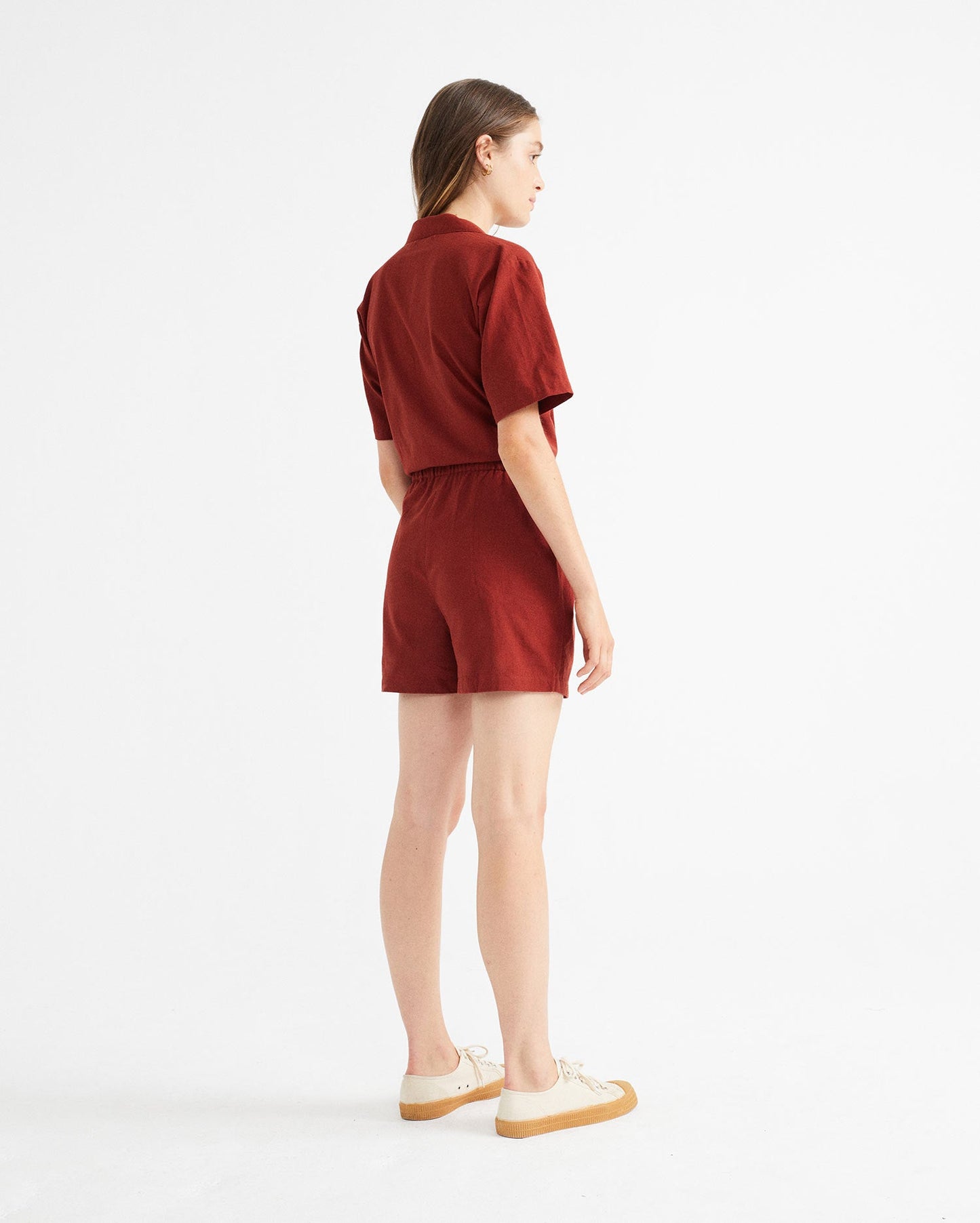 Combishort rouge en coton bio - Jade