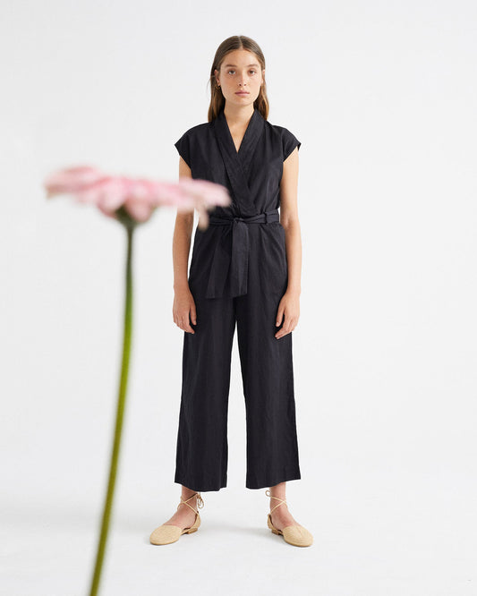 Combinaison longue noire en coton bio - Malawi