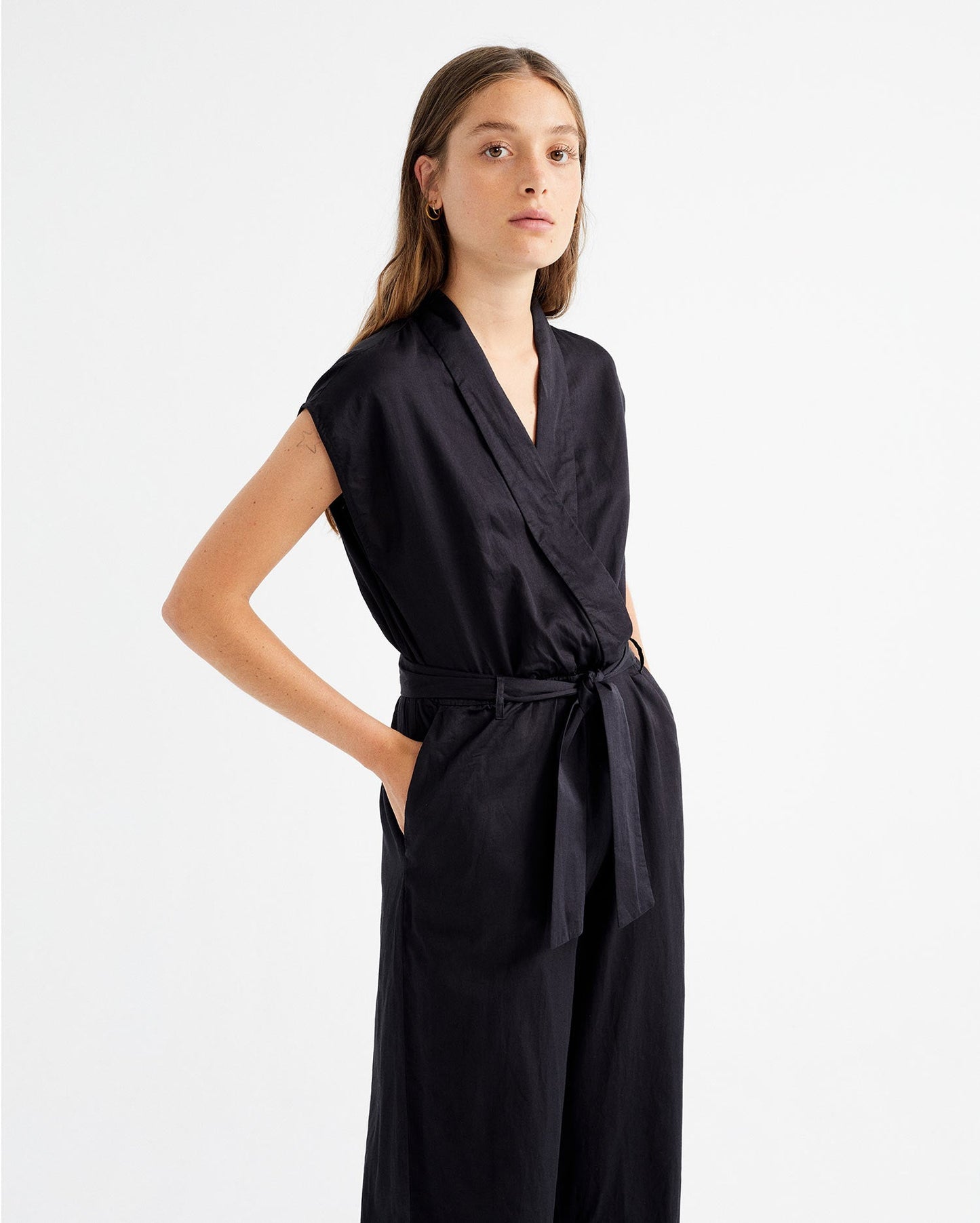 Combinaison longue noire en coton bio - Malawi