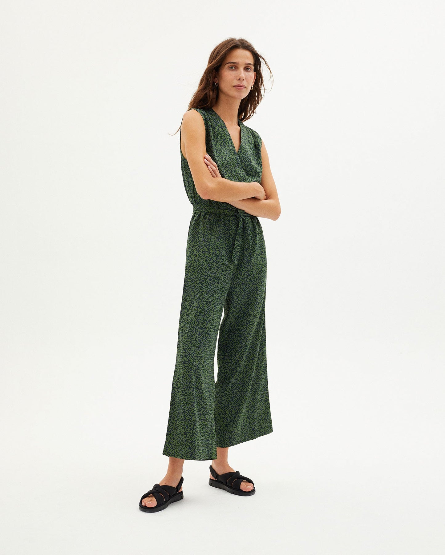Combinaison verte à motifs en coton bio - GREEN CHAMALEON WINONA JUMPSUIT