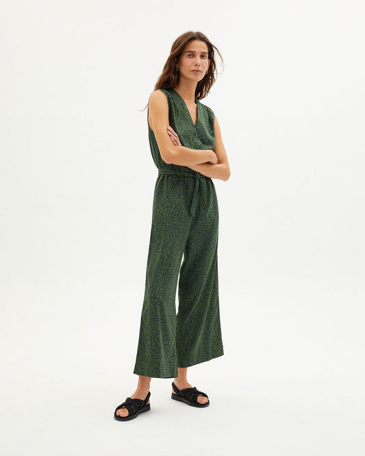 Combinaison verte à motifs en coton bio - GREEN CHAMALEON WINONA JUMPSUIT