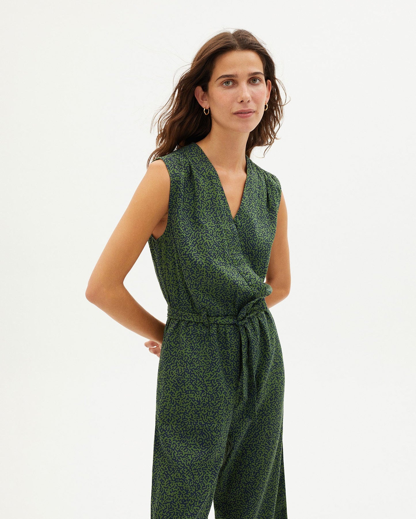 Combinaison verte à motifs en coton bio - GREEN CHAMALEON WINONA JUMPSUIT