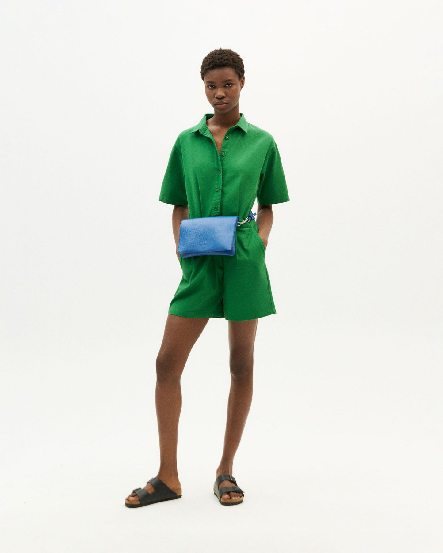 Combishort en coton bio | Vert "clover green agata jumpsuit"