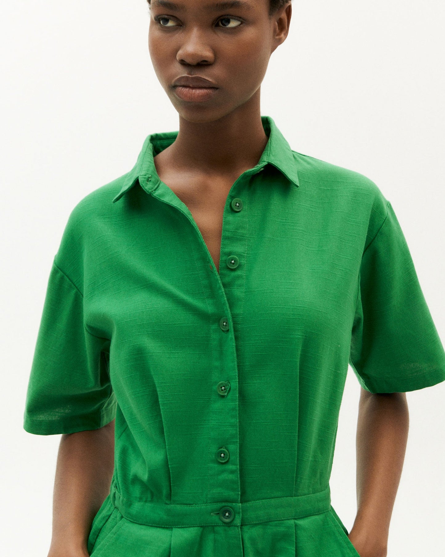 Combishort en coton bio | Vert "clover green agata jumpsuit"