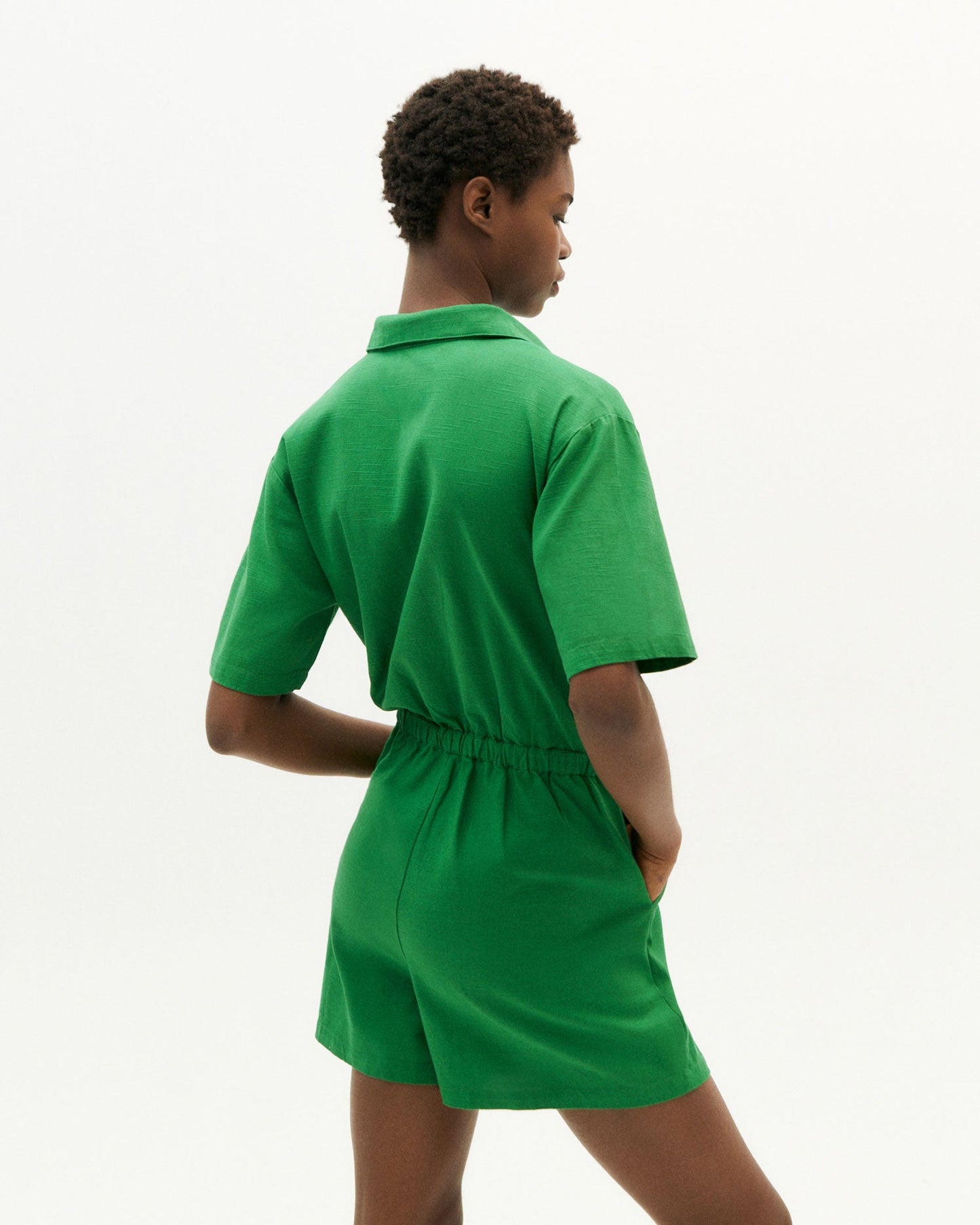 Combishort en coton bio | Vert "clover green agata jumpsuit"