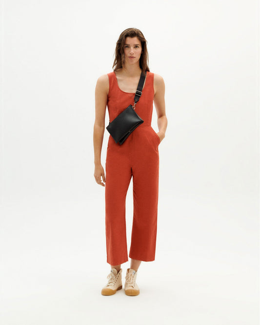 Combinaison en coton bio | Rouge orangé "crimson rafflesia jumpsuit"