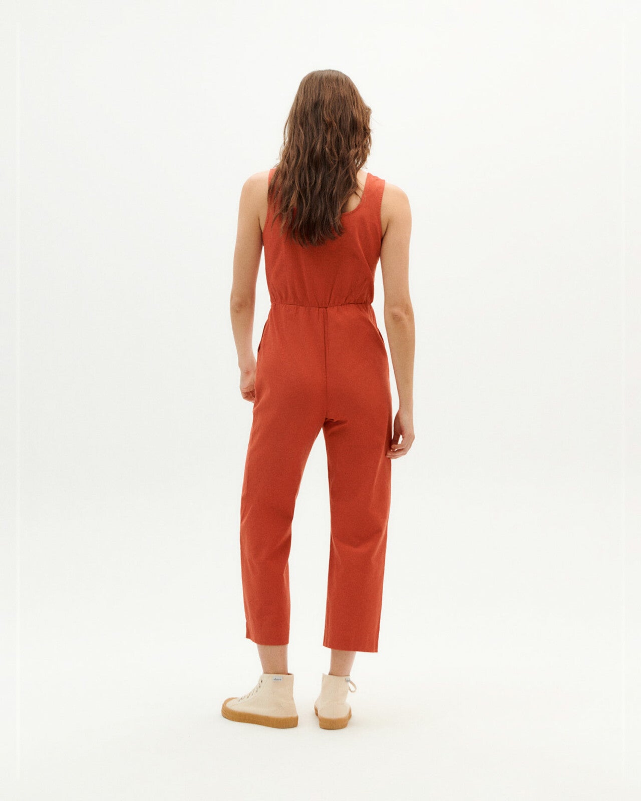 Combinaison en coton bio | Rouge orangé "crimson rafflesia jumpsuit"