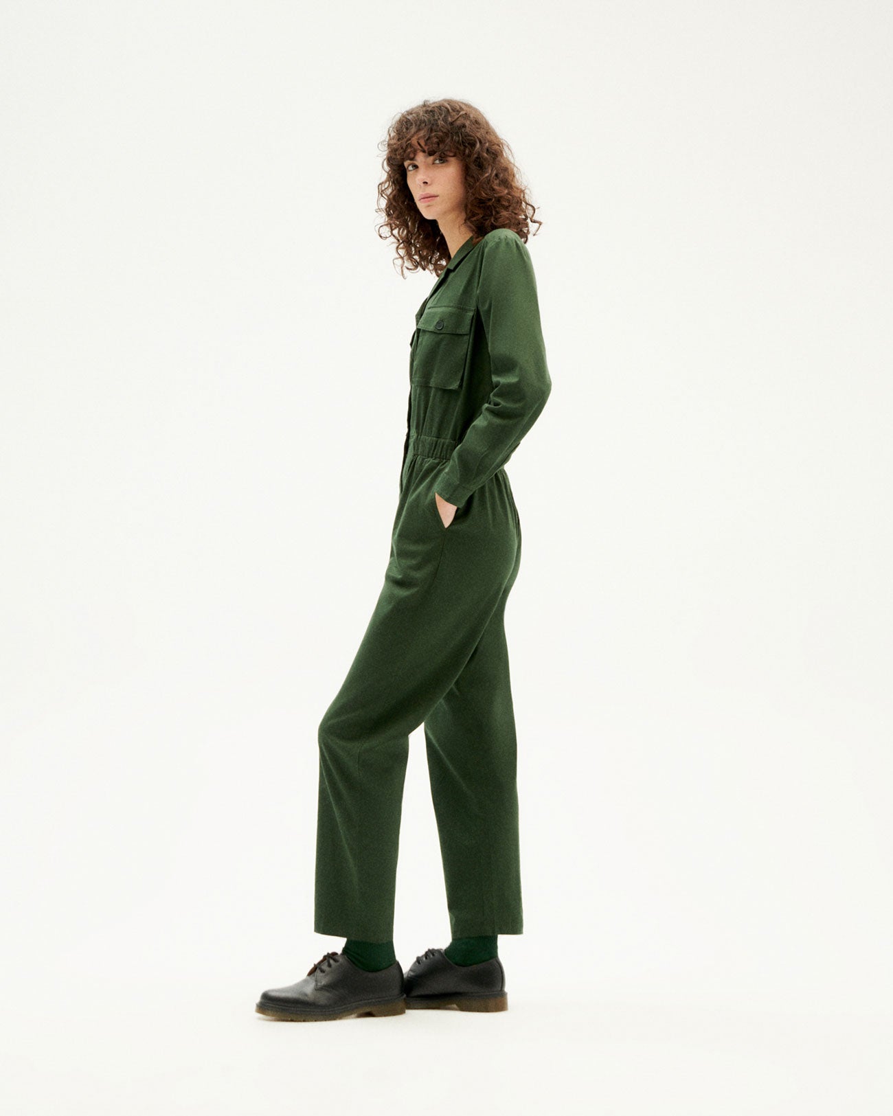 Combinaison verte foncée en coton bio - bottle green hannah jumpsuit