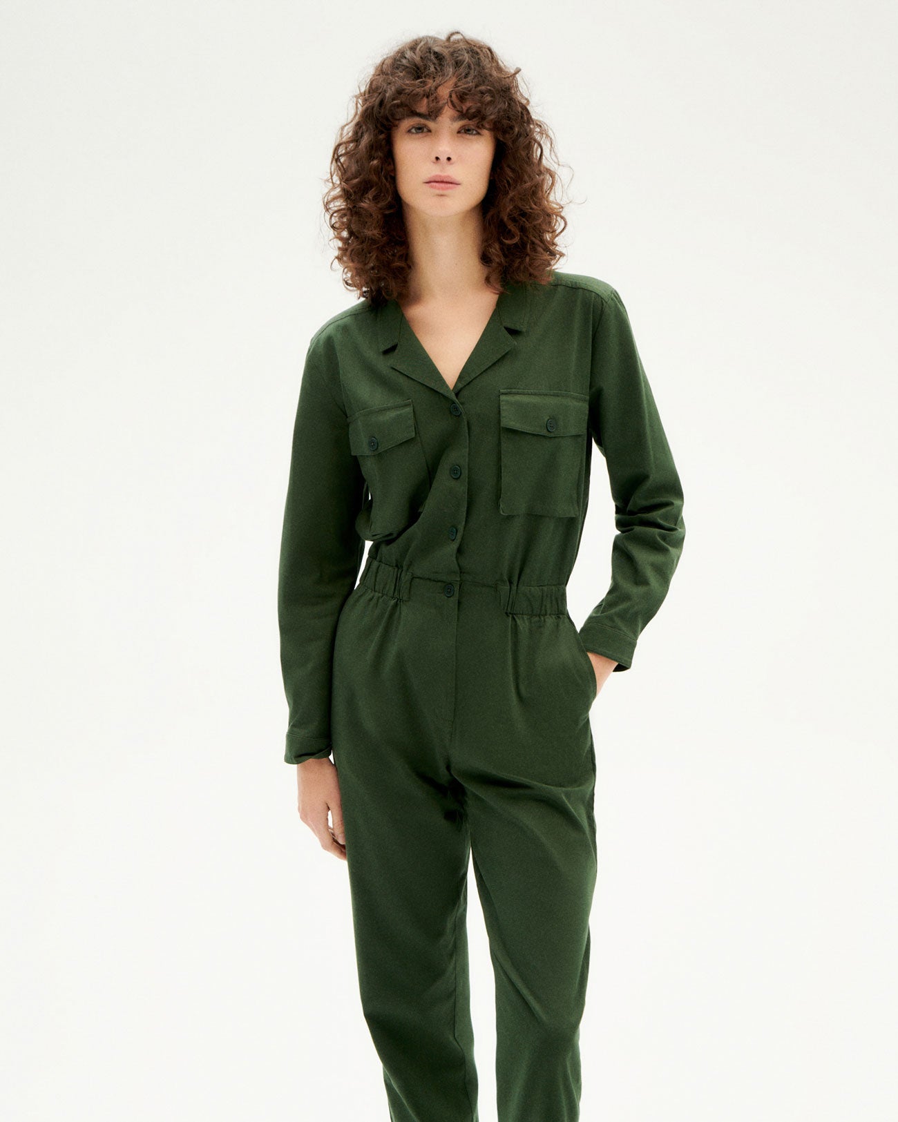 Combinaison verte foncée en coton bio - bottle green hannah jumpsuit