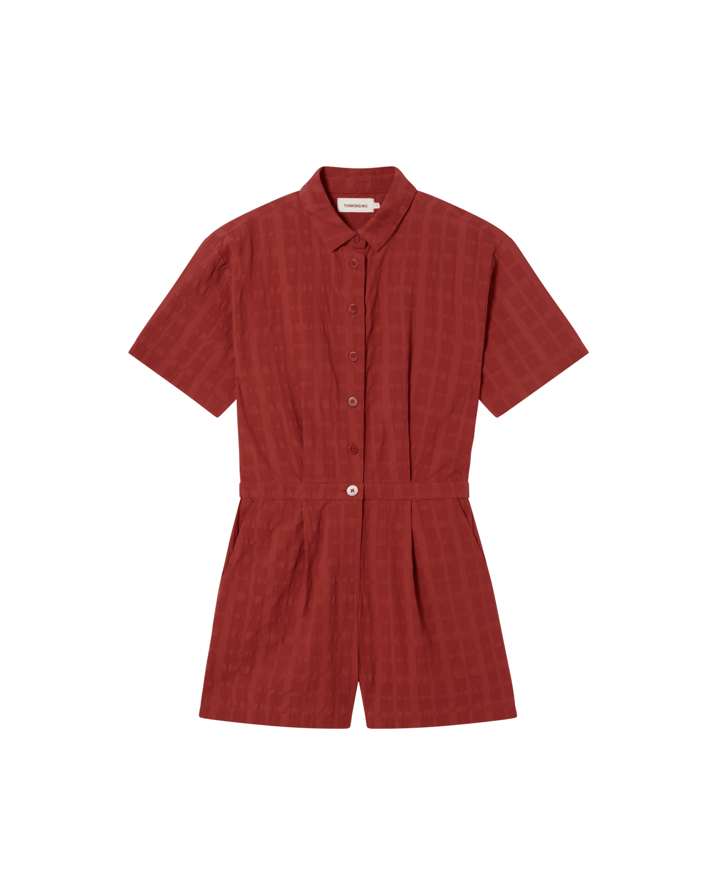 Combishort en coton bio | orange "orangered cuadrito agata jumpsuit"
