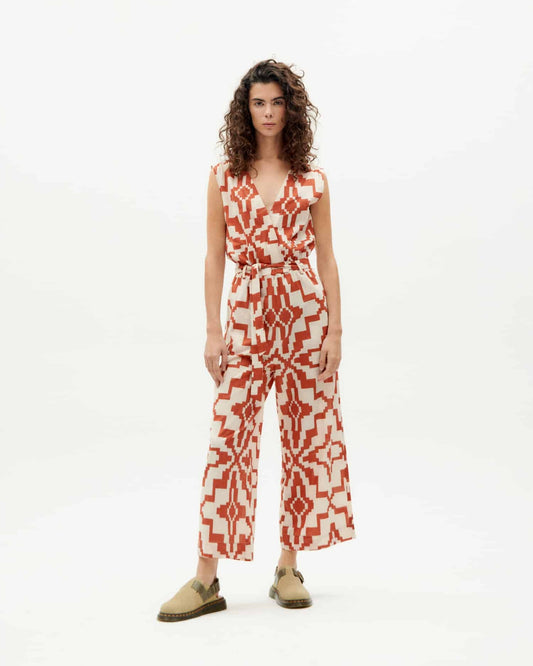 Combinaison à motifs en coton bio | orange "orange ilusion microchip winona jumpsuit"