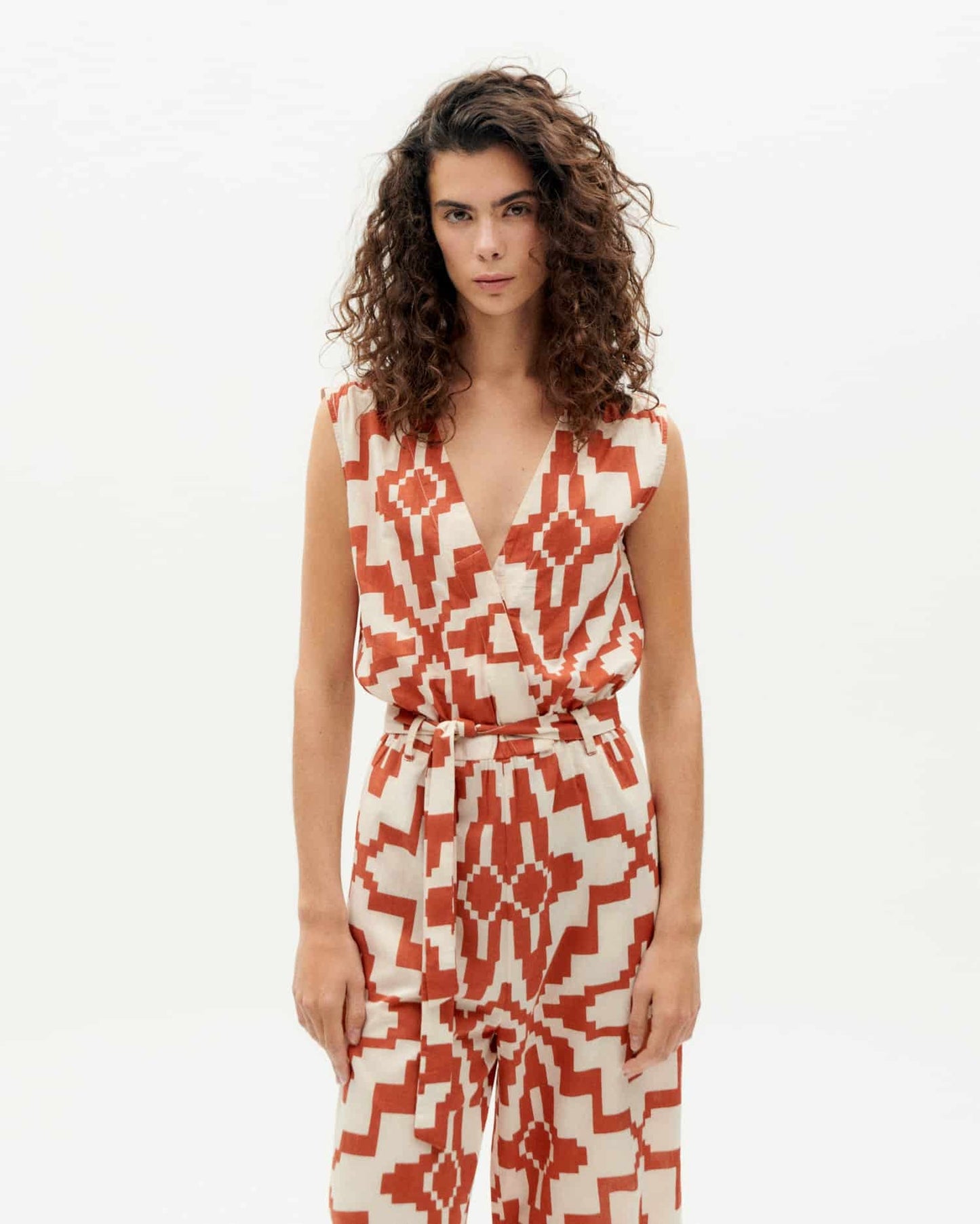 Combinaison à motifs en coton bio | orange "orange ilusion microchip winona jumpsuit"