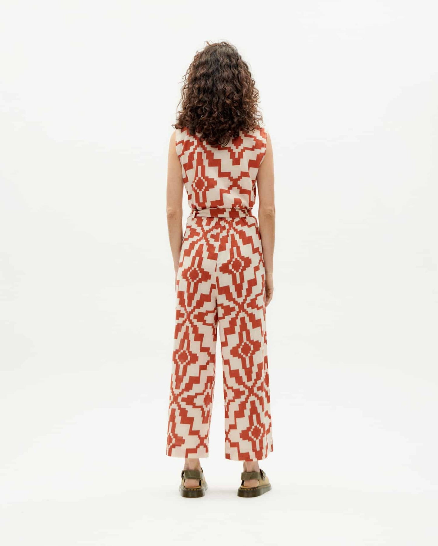 Combinaison à motifs en coton bio | orange "orange ilusion microchip winona jumpsuit"