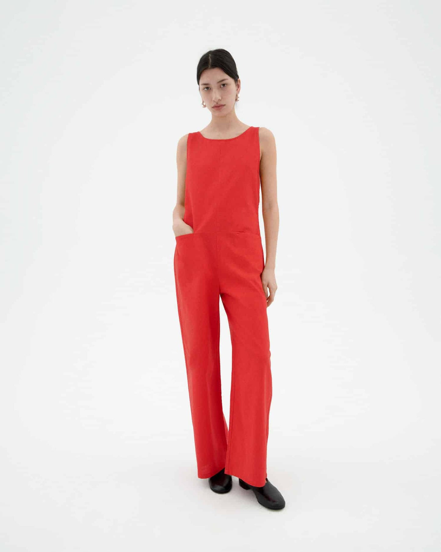 Combinaison en coton bio | rouge "Fiery red adriana jumpsuit - red"