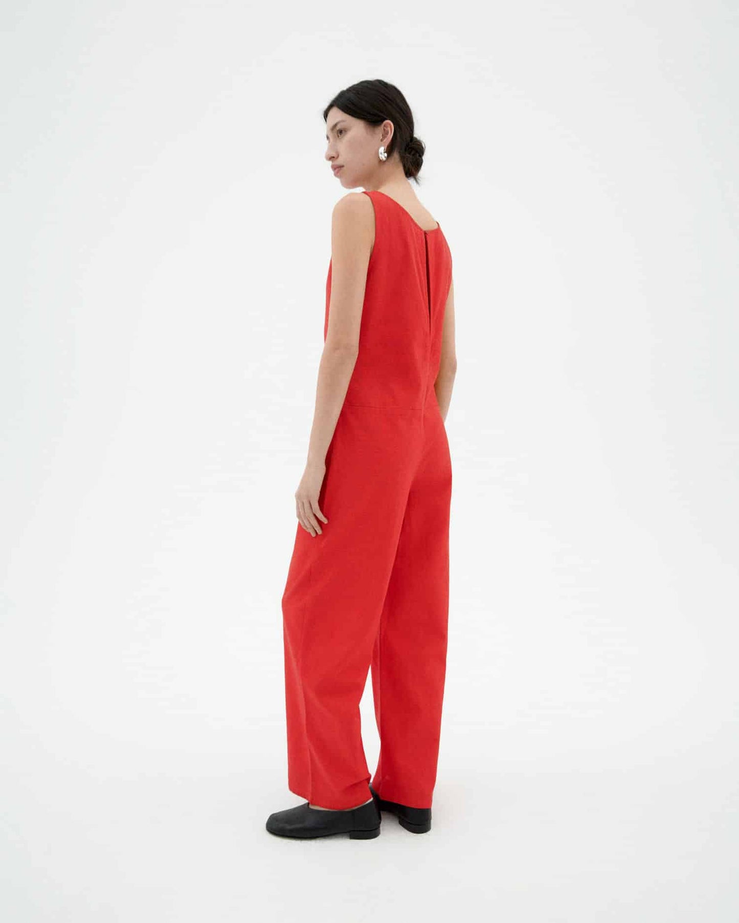 Combinaison en coton bio | rouge "Fiery red adriana jumpsuit - red"
