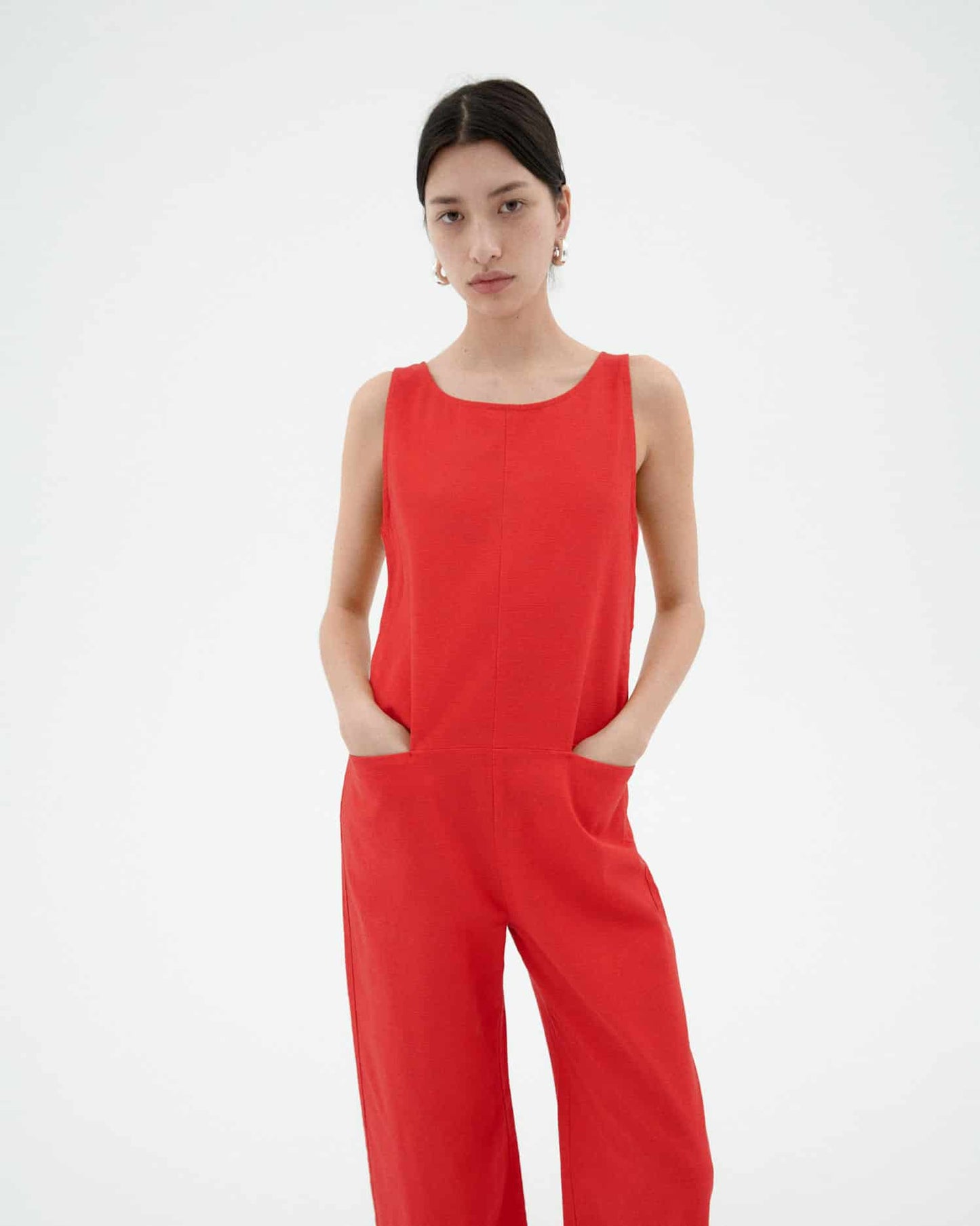 Combinaison en coton bio | rouge "Fiery red adriana jumpsuit - red"