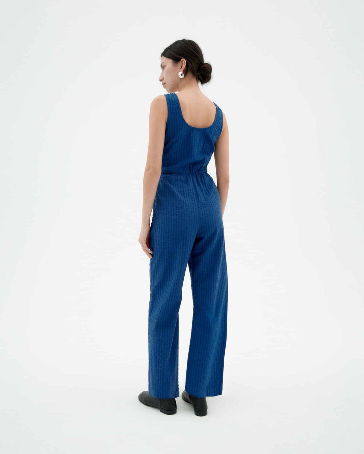 Combinaison en coton bio | bleu "Cobalt seersucker raflesia jumpsuit - blue"