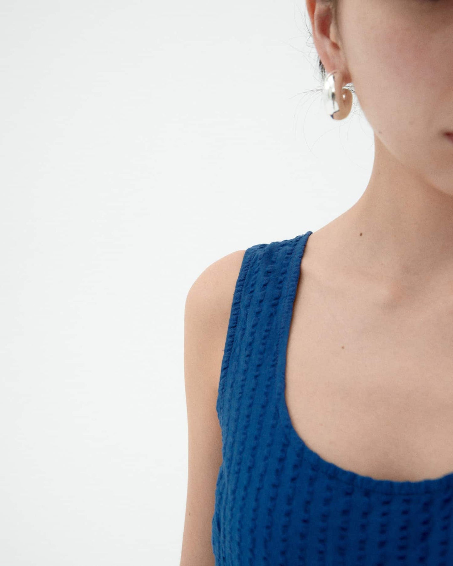 Combinaison en coton bio | bleu "Cobalt seersucker raflesia jumpsuit - blue"