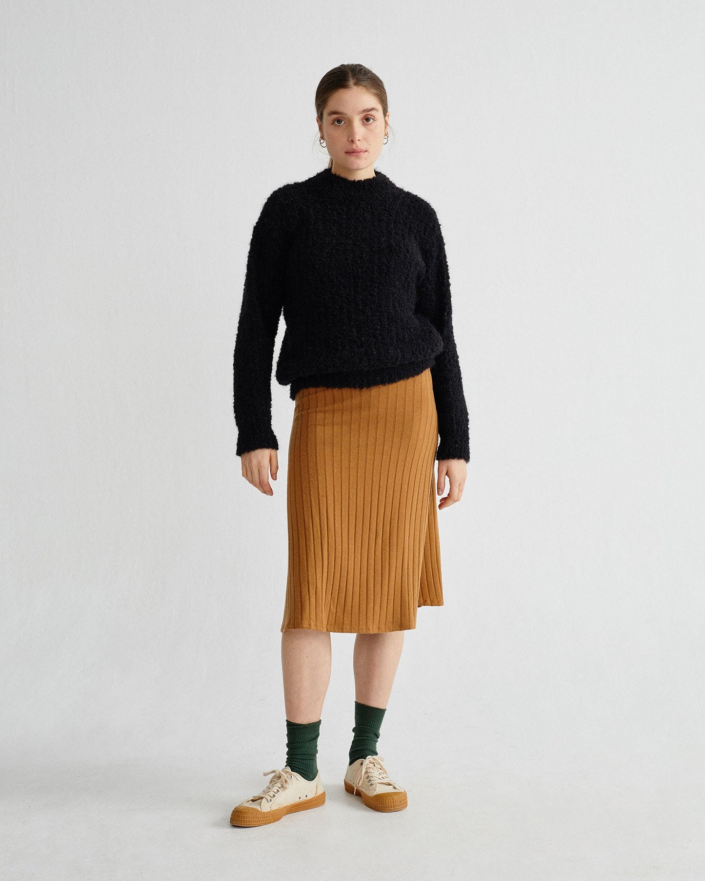 Pull à col cheminée noir en laine d'alpaga et PET recyclé - Cotys