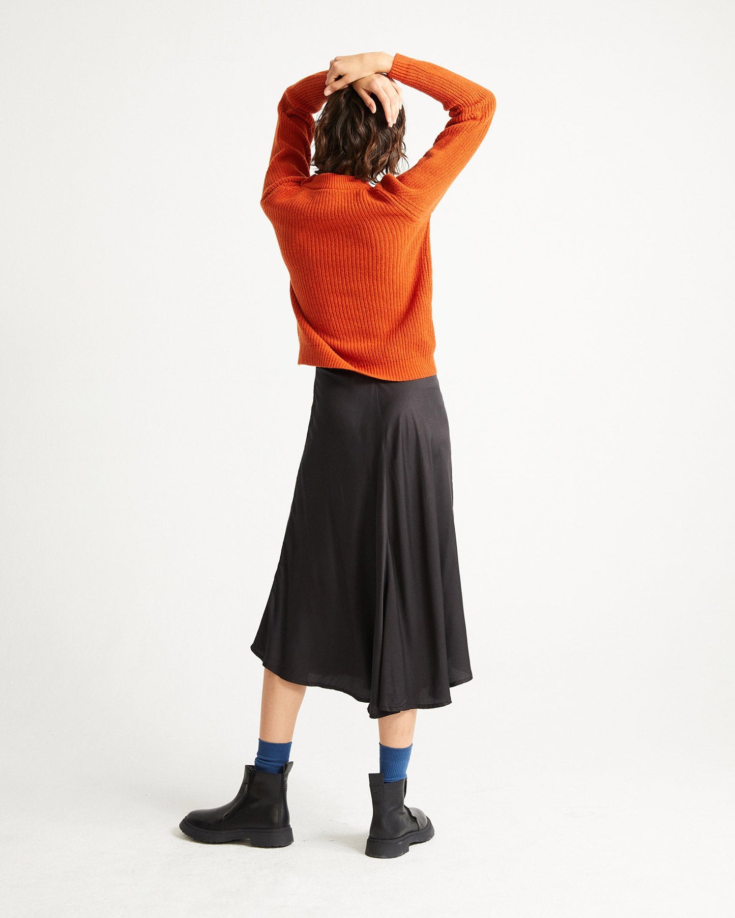 Pull col haut orange en laine certifiée - HERA orange