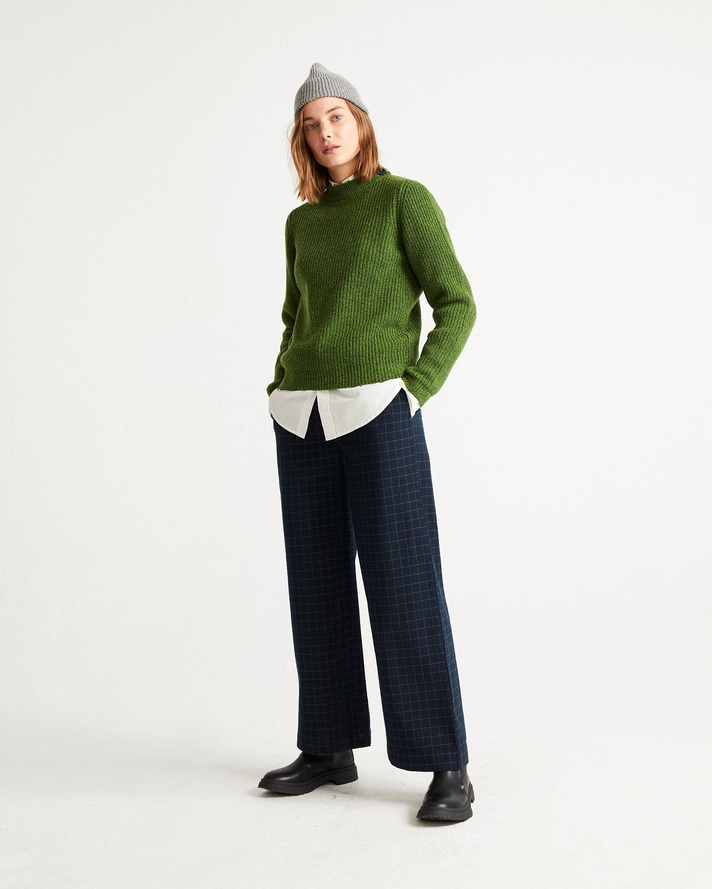 Pull col rond vert en laine certifiée - HERA green
