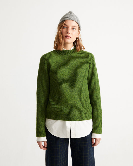 Pull col rond vert en laine certifiée - HERA green