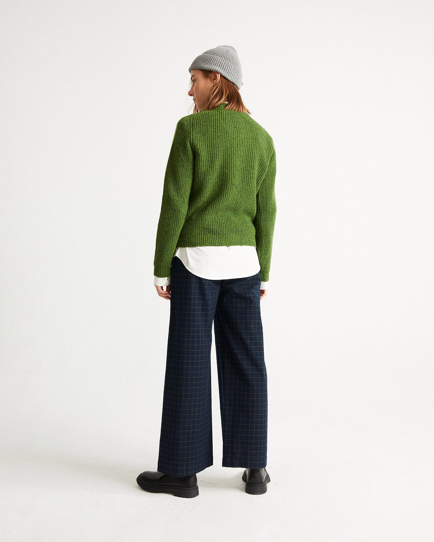Pull col rond vert en laine certifiée - HERA green