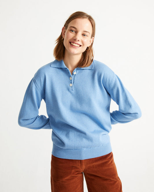 Pull bleu ciel en coton bio et cachemire - FRIDA blue