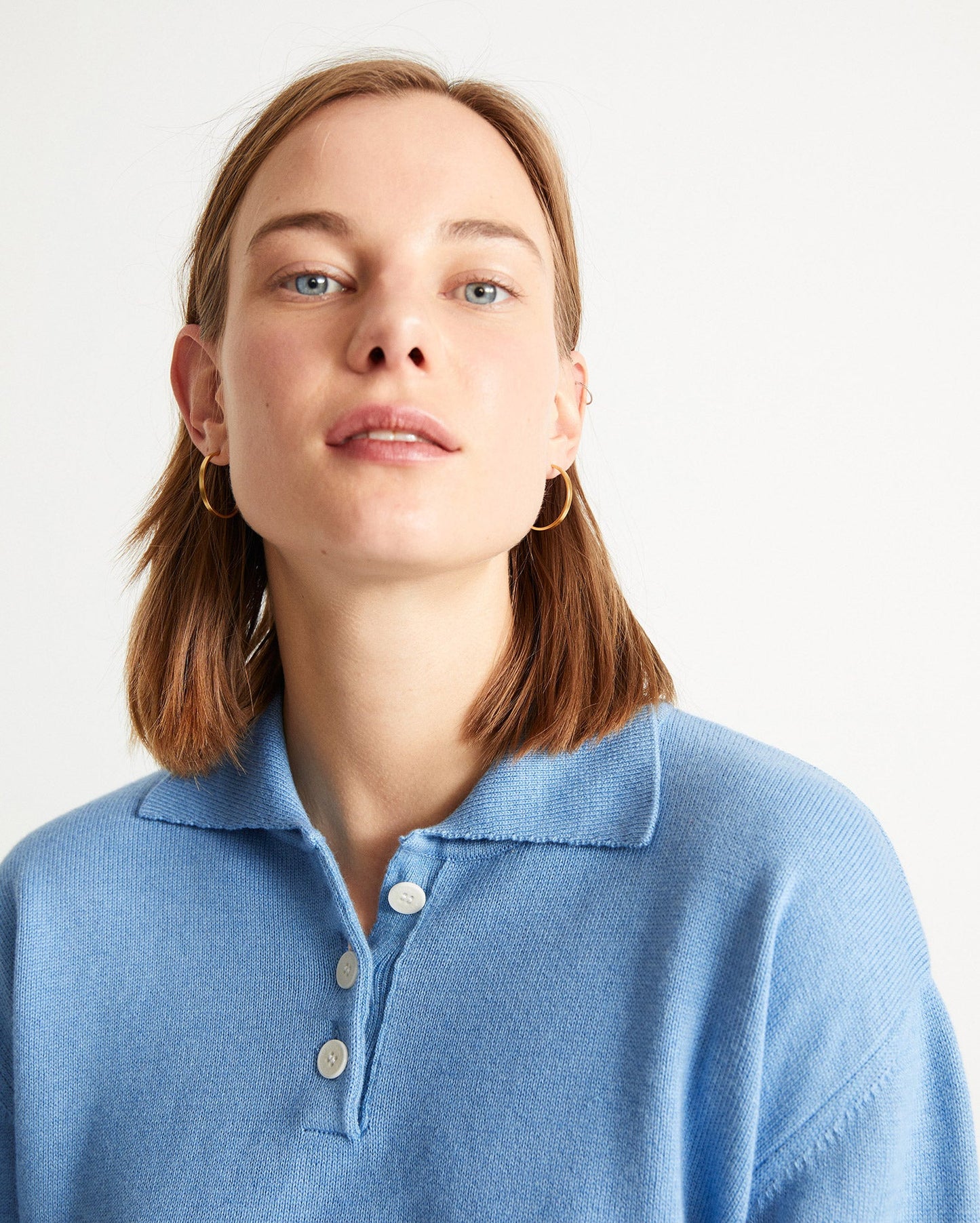 Pull bleu ciel en coton bio et cachemire - FRIDA blue